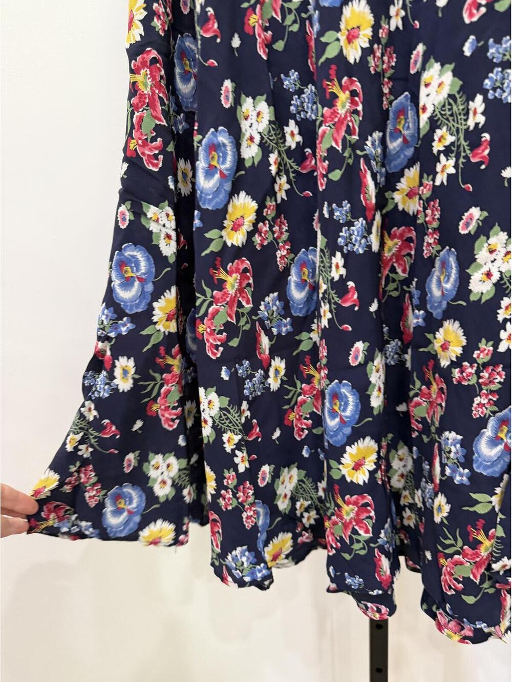 Herman Geist Navy Floral Midi Skirt Size 16 Vintage 90s - Picture 4 of 8